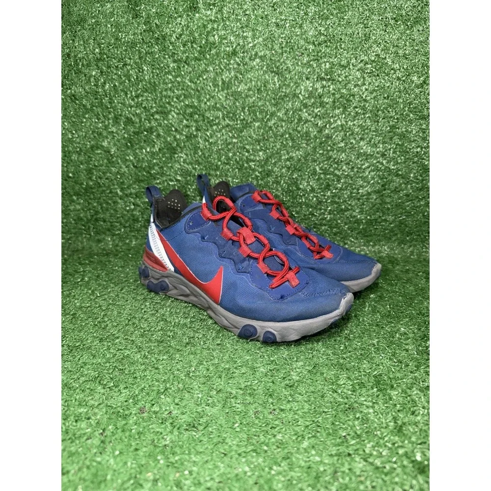 Nike React Element 55 Womens Size 6.5‎ Blue Red Running Shoes Walking Sneakers